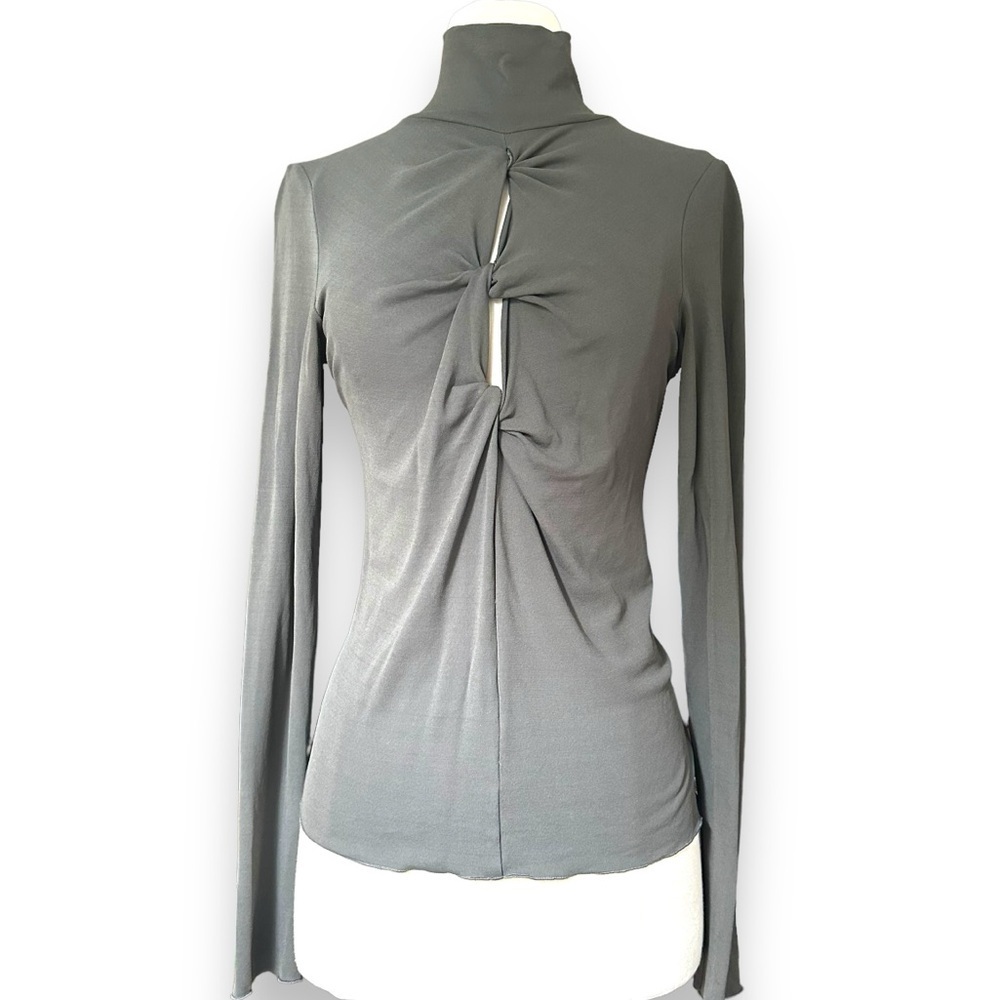 GIORGIO ARMANI | Twist Front Mock Turtleneck Long Sleeve Pullover Top  Medium